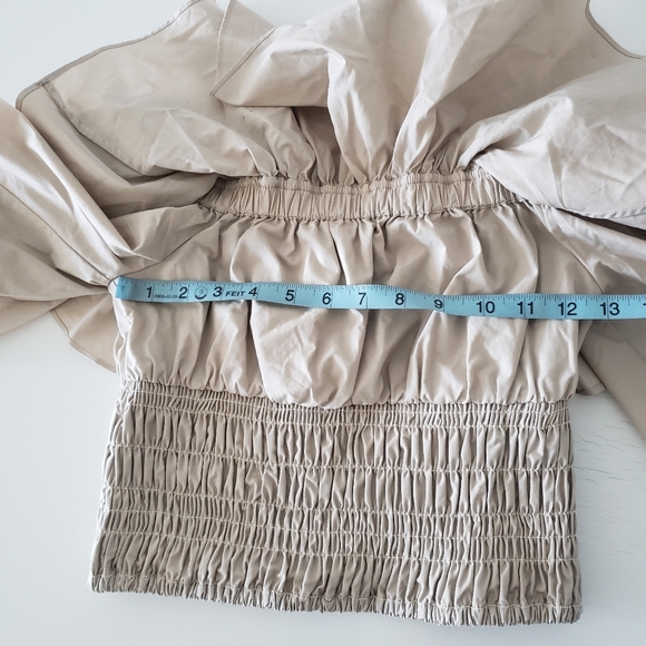 SELF-PORTRAIT- Ruffle Off Shoulder Cotton Poplin Top - Picture 13 of 15